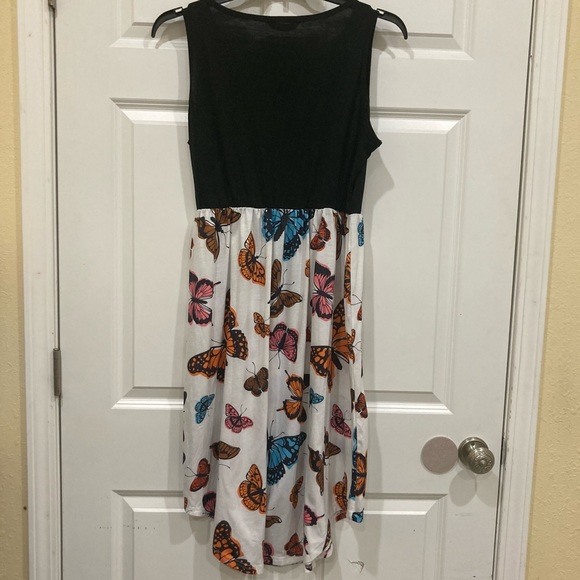 Pat Pat size XL casual black top white butterfly skirt multi color casual dress - Picture 4 of 10